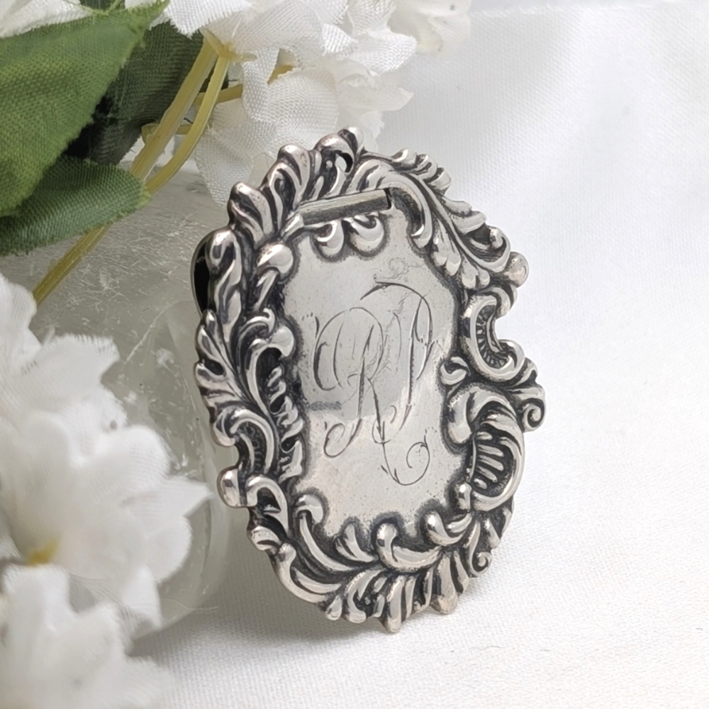 Vintage Foree Sterling Silver Luggage Tag Pendant